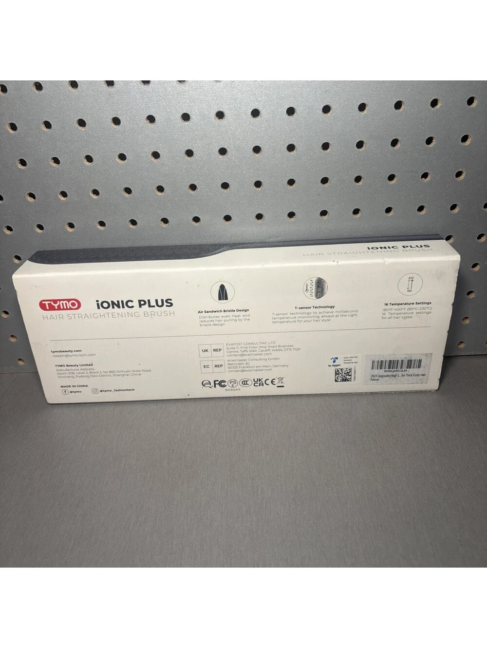 TYMO Ionic Plus Hair Straightening Brush Black Red Open Box